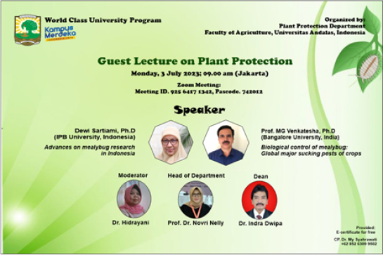 Guest lecture on Plant Protection Series I